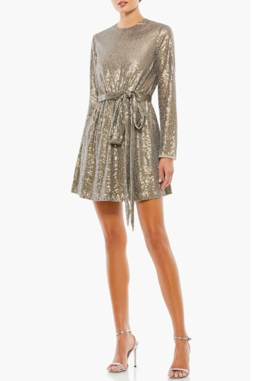 Mac Duggal Sequin Embellished Long Sleeve High Neck Mini Dress 10789 size 4 NWT